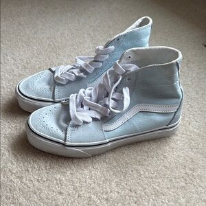 Vans Blue and White Canvas High-Top Sneakers